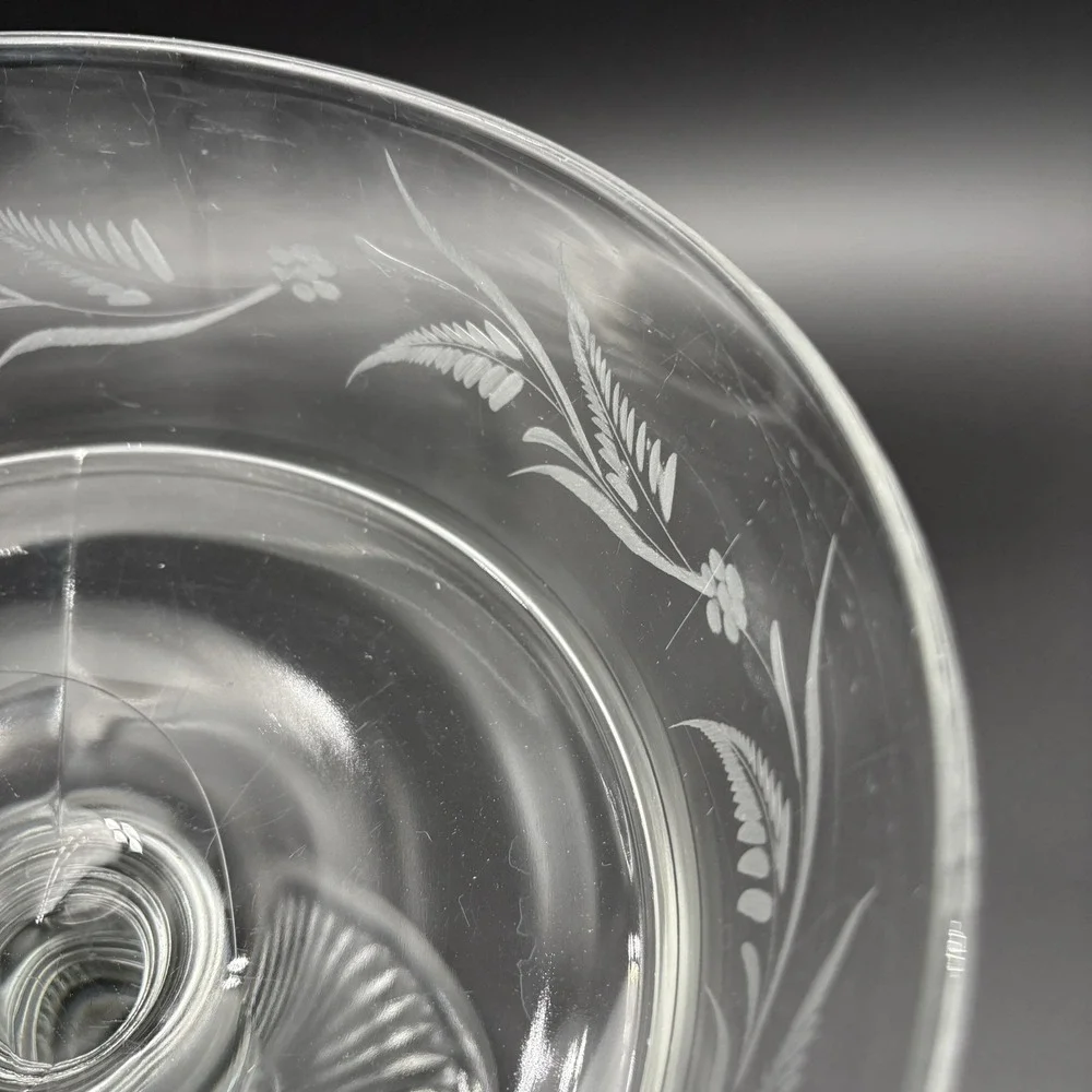 Riverside Glass Compote Thumbprint Band‎ Clear EAPG Antique
